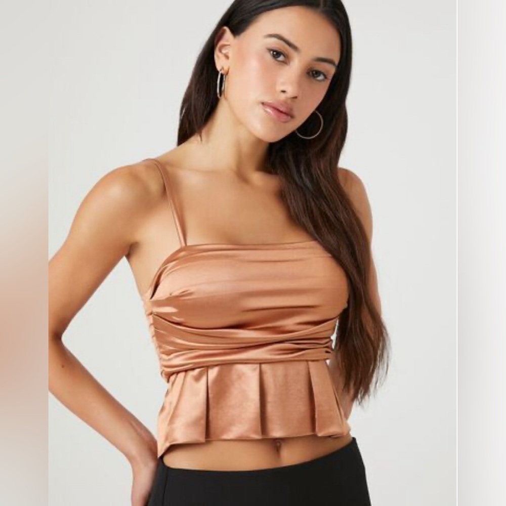 Forever 21 satin bronze cropped top size M